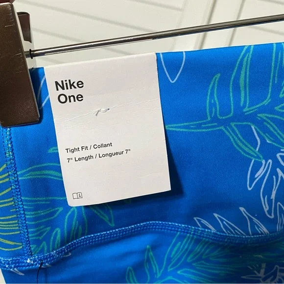 NWT Nike One Monstera Leaf Blue Women's Biker Dri-Fit Training Bike Shorts Tight - Picture 5 of 6